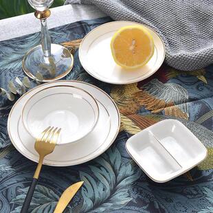 金边碟子10个 菜碟子6寸大碟子家用大号调味碟子骨瓷咸菜小碟子