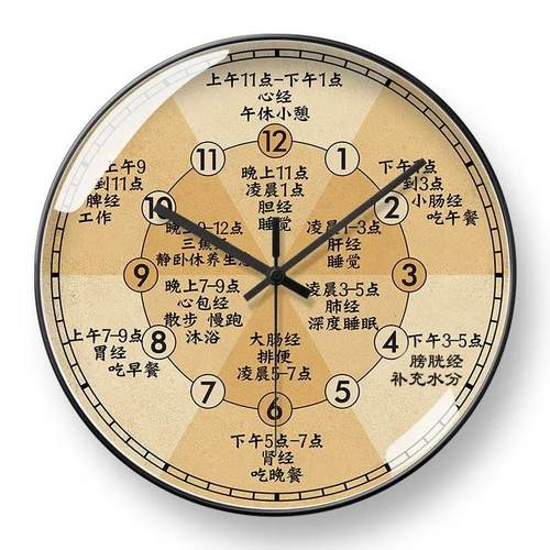 中医药店理疗挂钟养生馆时钟十二时辰五行钟表子午流注艾灸店挂表