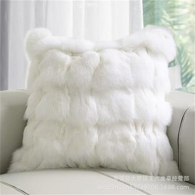 现代简约高级感本色系抱枕纯色客厅沙发靠枕真毛床头靠垫抱枕套