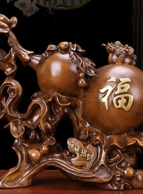 热销福禄招财葫芦摆件金蟾招财纳福风水客厅家居办公室酒柜装饰品