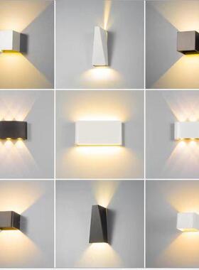 民宿庭院调光柱子阳台外墙楼梯大门装饰墙灯LED户外防水双头壁灯