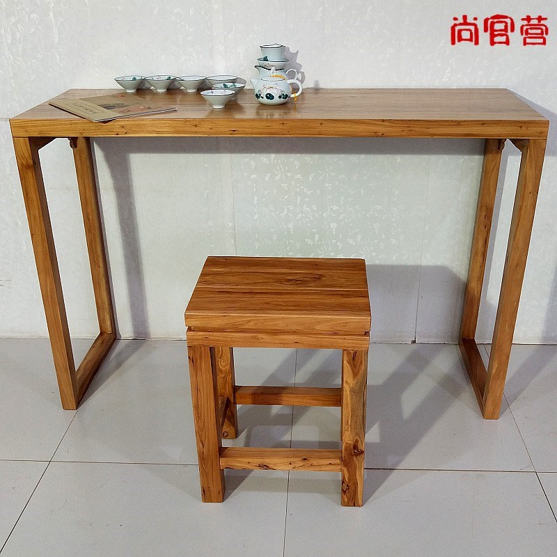 W6老榆木新中式j简约玄关桌条案供桌学生书桌条几案台门厅柜贡台