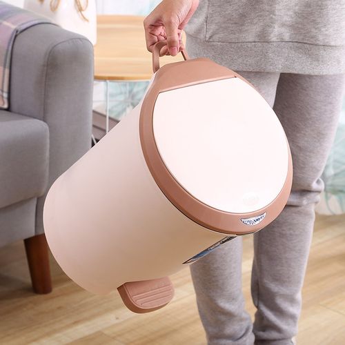 按压翻盖式家用垃圾桶客厅大容量纸篓手按脚踏S式圆形垃圾收纳桶