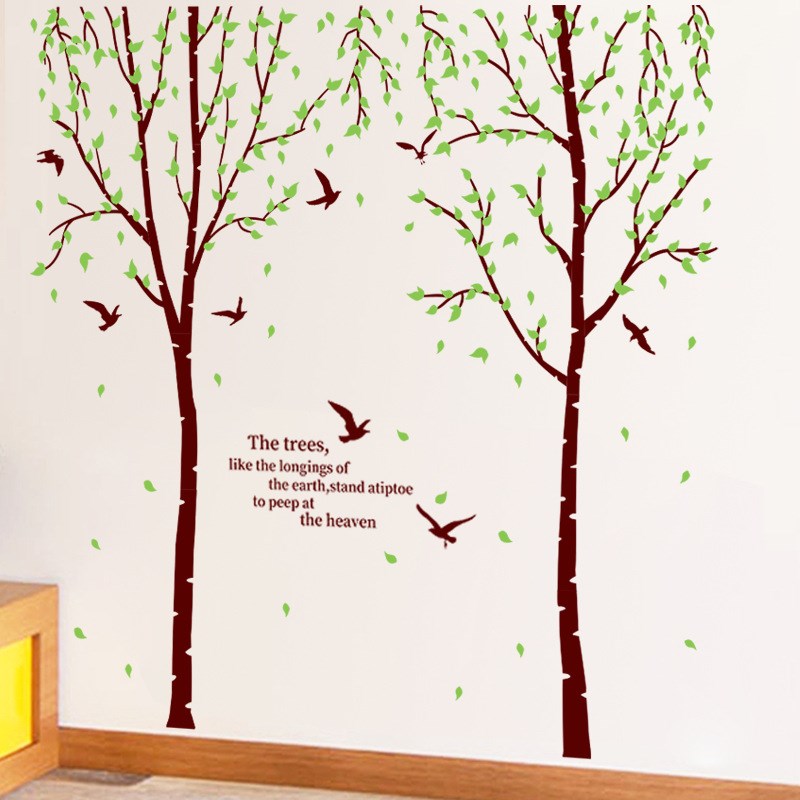 GS5080清新绿树墙p贴卧室房间装饰宿舍客厅田园小清新墙壁自粘墙