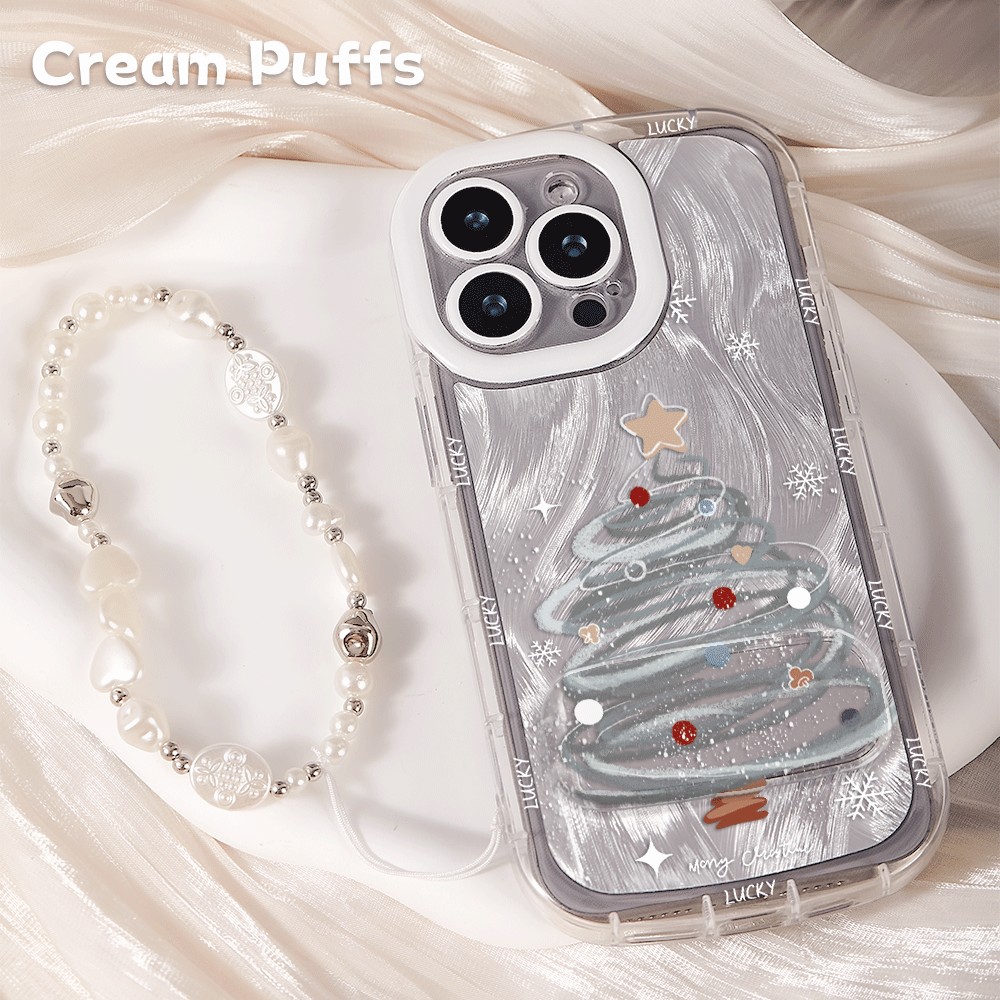 华为NOVA14镜子支架13适用17ProMax下雪圣诞树iPhone16带挂绳15plus小众红米TURBO4手机壳软苹果12小清新x300