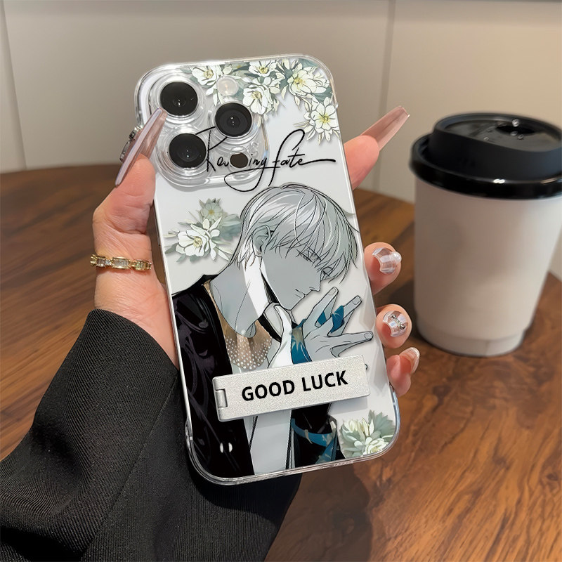 高级感16ProMax卡通齐司礼无边框苹果14手机壳带支架15PLUS超薄iPhone12创意适用IQOO13透明硬一加ACE5竞速版