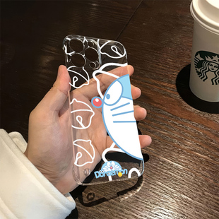 真我GT7PRO透明iPhone12超薄哆啦A梦一加13手机壳带支架16ProMax高级感14适用少女心苹果15无边框硬a3红米k80