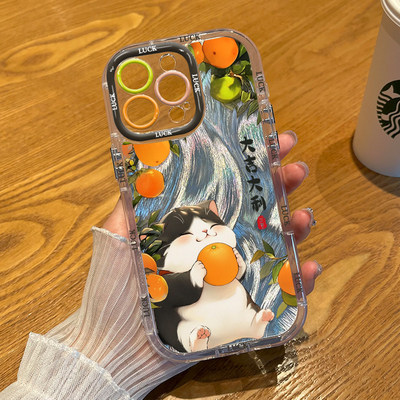 红米K90MAX可爱iPhone17泡芙羽纱苹果13卡通16Plus高颜值手机壳软适用14ProMax大吉大利小猫华为NOVA15麦芒40