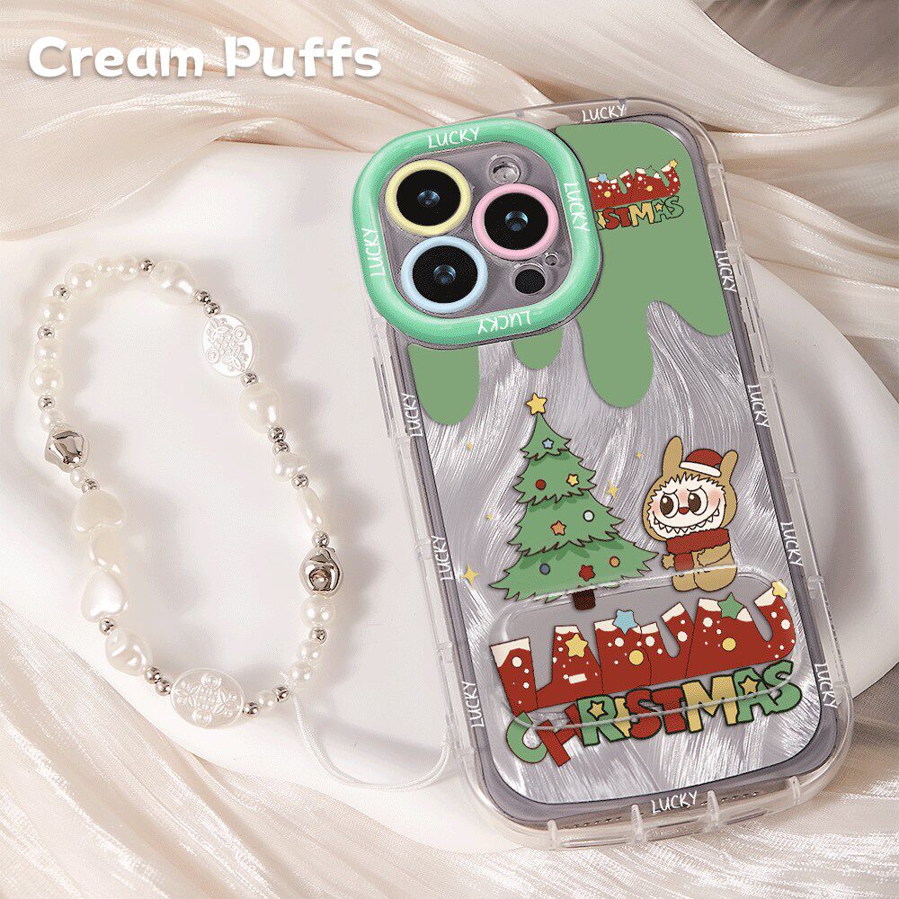 15ProMax圣诞树动物华为Mate70手机壳软苹果14镜子支架13适用小米17pro小清新iPhone16带挂绳红米k90可爱x300