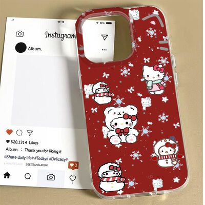 手机壳16ProMax冬日雪人凯蒂猫VIVOy500卡通适用iPhone17大孔14硬ins风15PLUS荣耀400苹果12华为Nova13小清新