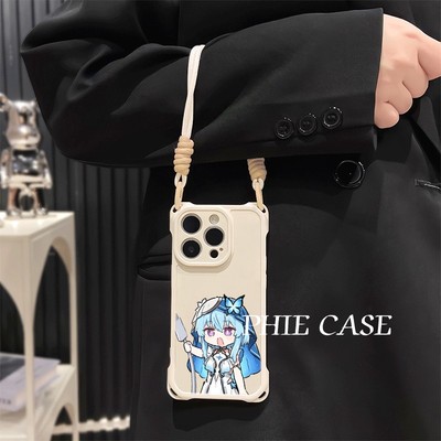 适用iPhone17卡通k90四角开孔13透明Q版守岸人蓝发15plus手机壳软12ProMax苹果16斜挎手腕挂绳14防摔VIVOx300