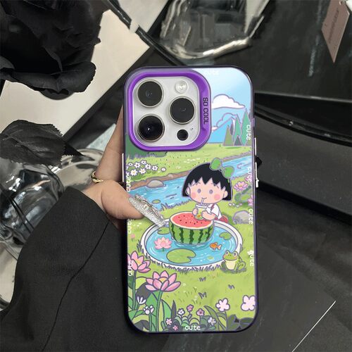 苹果17ProMax手机壳少女心一加12适用卡通15PLUS彩银iPhone16硬Reno14夏日小丸子OPPOK13TURBOPRO可爱荣耀400