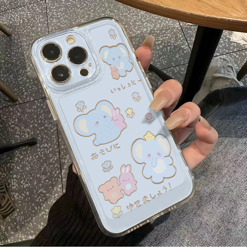 兔子小象14ProMax手机壳透明软红米TURBO4PRO适用iPhone16可爱小米15ULTRA苹果13华为Nova12活力卡通IQOOZ10X