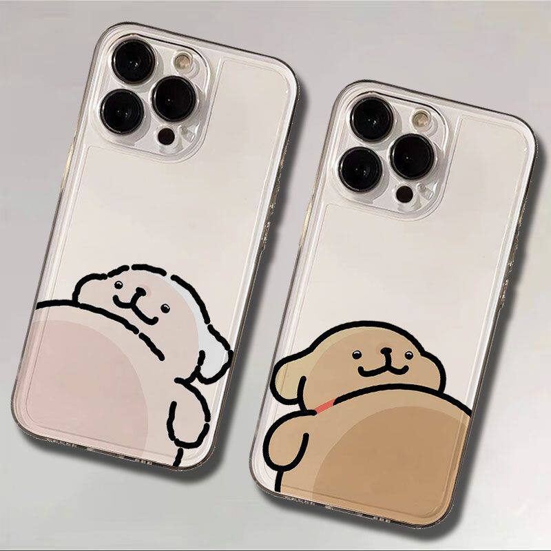 17ProMax适用苹果13肚肚逼人线条小狗14情侣iPhone15可爱红米TURBO5透明16PLUS卡通OPPOFindx9手机壳软GT8Pro