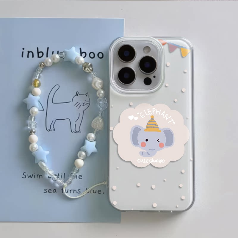 简约VIVOx200pro卡通OPPOFindx8硬1312手机壳带挂绳iPhone15波点小象小米CIVI5PRO适用17ProMax大孔16e14plus