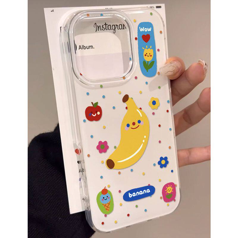 iPhone15大孔OPPOReno14波点香蕉12硬苹果16手机壳13promax适用荣耀400PRO小清新红米TURBO4创意IQOOZ10TURBO