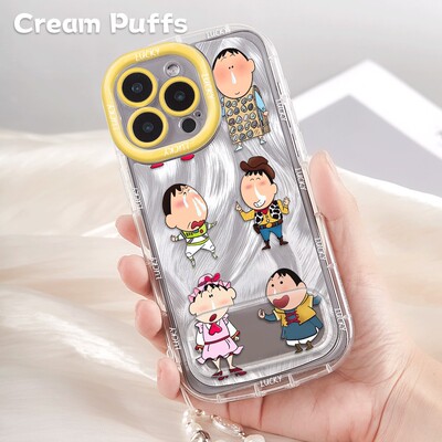 趣味阿呆一加TURBO6卡通iPhone17带挂绳16plus手机壳华为NOVA15软适用苹果12镜子支架13ProMax可爱OPPORENO14