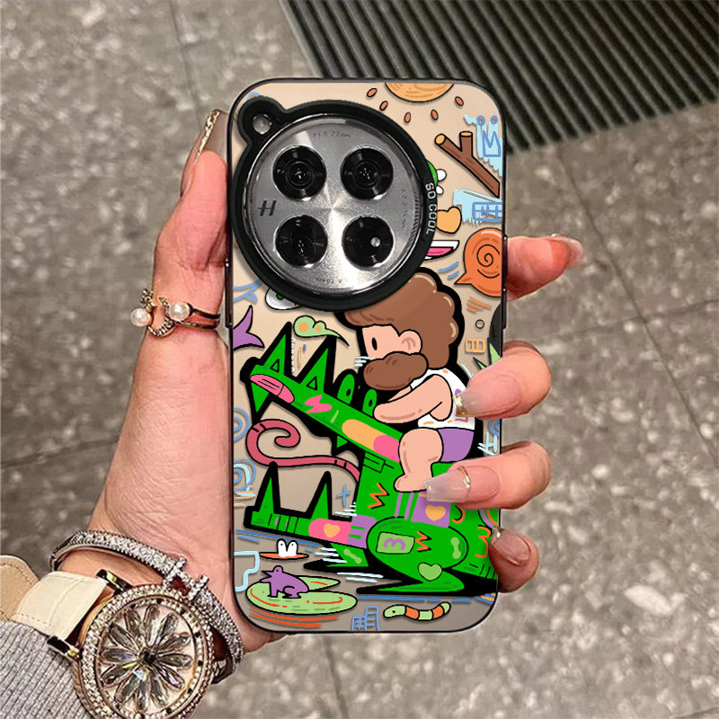 彩银苹果12ProMax手机壳硬iPhone15适用14高级感一加13红米TURBO4涂鸦鳄鱼骑士16plus个性Y77E新款真我gt7pro