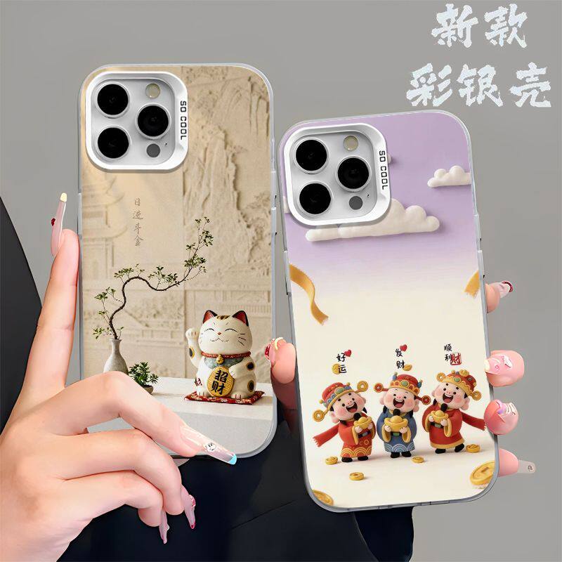 国风财神招财猫手机壳适用华为NOVA16/小米17ULTRA适用iPhone13苹果15创意彩银18ProMax硬14PLUS高级感手机壳