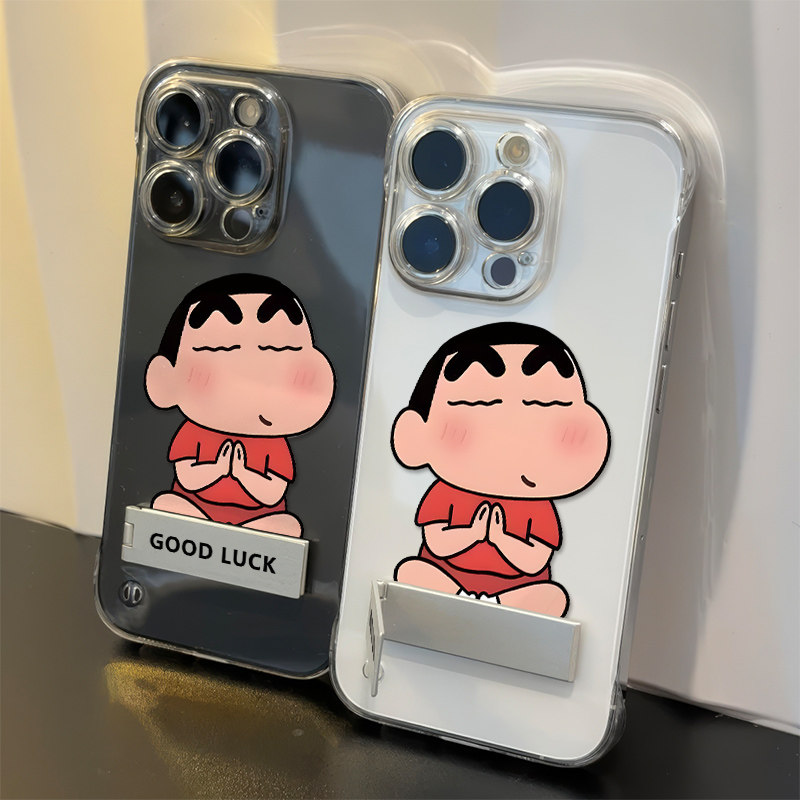 iPhone17手机壳带支架IQOO15心态放宽小新13ProMax无边框硬适用16PLUS卡通透明14超薄OPPOA6PRO苹果12荣耀500