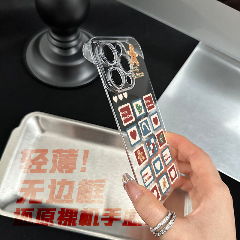 VIVOx200圣诞邮寄卡超薄12手机壳带支架14硬小米15SPRO高级感iPhone16适用苹果13promax无边框华为mate70透明