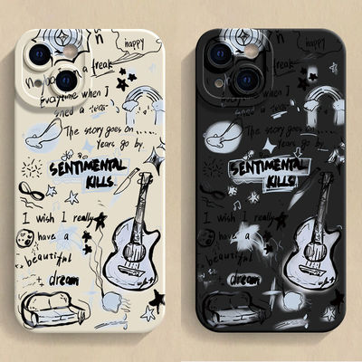 iPhone15瞳眼16plus手机壳软13荣耀200pro创意VIVOx200涂鸦吉他OPPOa2华为Pura70苹果12Promax适用小米14小众