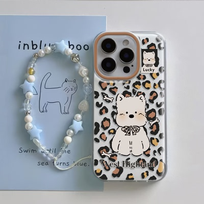 iPhone16适用硬15大孔14plus苹果13手机壳带挂绳12ProMax豹纹小狗华为PURA80荣耀400OPPOReno14红米TURBO4PRO