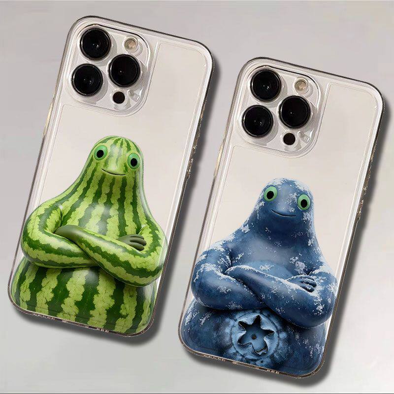 iPhone13西瓜蓝莓奶龙14PLUS情侣OPPOReno15透明16ProMax手机壳软小米17max适用苹果12恶搞红米k90ins风x300s