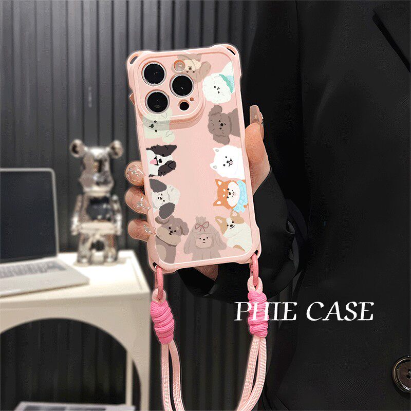华为NOVA13透明狗狗宠物苹果16plus斜挎手腕挂绳iPhone14防摔15手机壳软12四角开孔小米17ProMax适用x300可爱