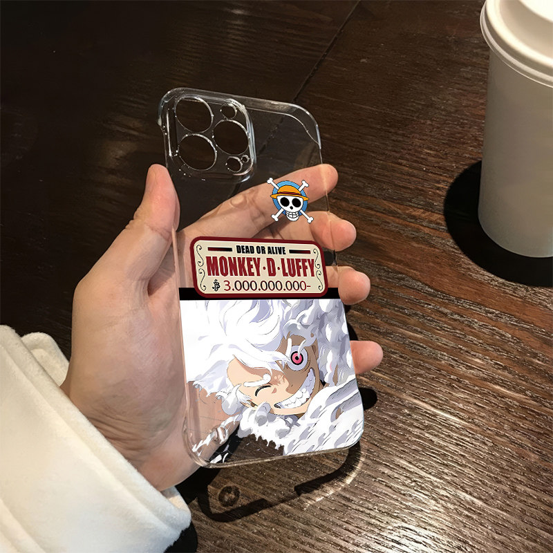海贼王iPhone16E路飞小米15高级感NOVA12无边框硬14Plus透明K80超薄苹果13ProMax手机壳带支架P70适用S20动漫