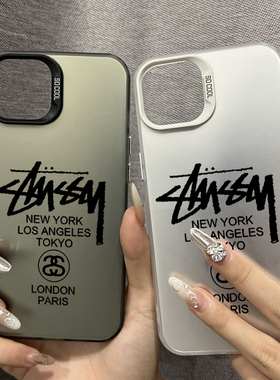 OPPO新款斯图西苹果16Promax适用一加VIVO手机壳硬14荣耀x60i彩银13高级感15plus小米iPhone12华为mate70小众