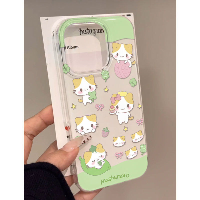 荣耀POWER四叶草棉花糖猫15promax大孔iPhone13硬苹果16手机壳红米k80华为nova14适用12小清新VIVOS30PROMINI