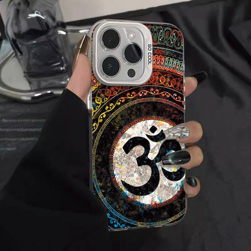OPPOReno16适用iPhone13创意复古图腾15PLUS高级感14ProMax手机壳硬苹果17air个性红米TURBO5彩银VIVOx300pro