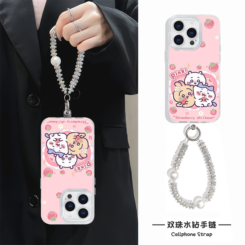 高级感可爱OPPOfindx8卡通iPhone14promax手机壳带挂绳15plus适用苹果16硬12羽纱华为nova13草莓乌萨奇a3女款