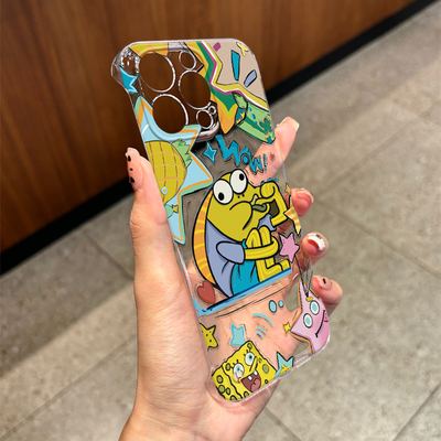 涂鸦比奇堡小丑鱼K80手机壳OPPOReno14超薄小米15Ultra透明红米TURBO4无边框iPhone16适用苹果13硬华为mate70