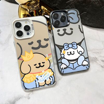 华为NOVA15彩银14ProMax灰姑娘王子线条小狗iPhone17情侣华为Pura70适用16PLUS手机壳硬苹果13创意荣耀MAGIC8