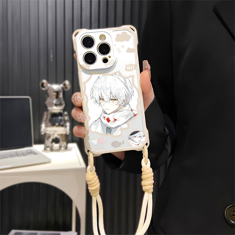 华为畅享90动漫iPhone15斜挎手腕挂绳苹果13小众四角开孔小米17适用防摔16plus手机壳软14ProMax新款光遇正太