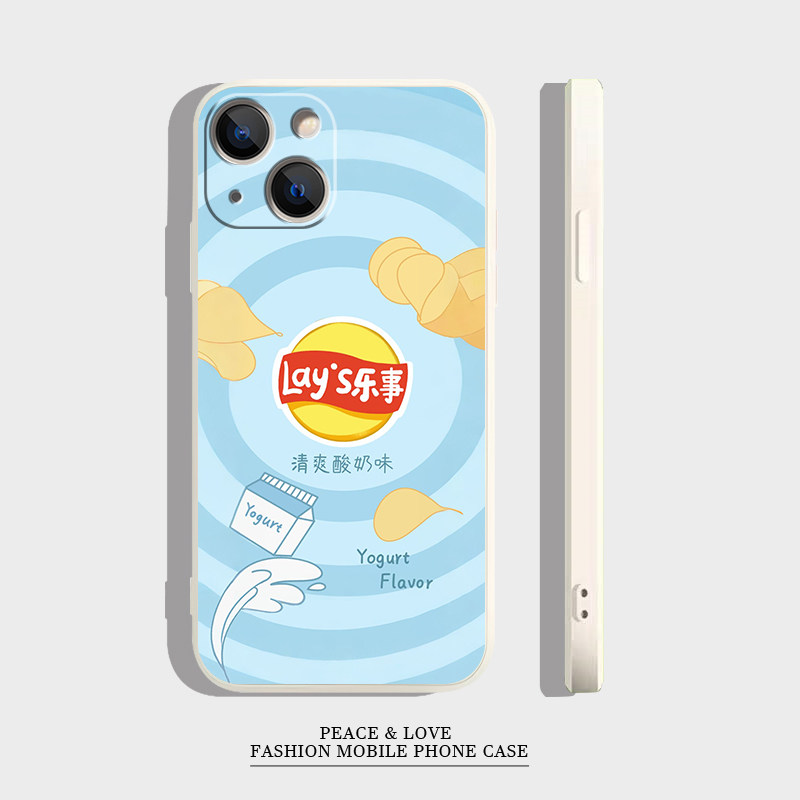 适用14软iPhone1312ProMax意酸奶味薯片苹果1716手机壳15plus简约VIVOIQOOZ9个性VIVOX200PROMINI创意红米K70
