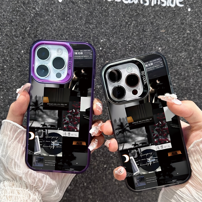 苹果16plus创意拼接碎片OPPOFindx8手机壳硬13彩银iPhone12适用小米14Ultra高级感15ProMax创意荣耀400个性a5
