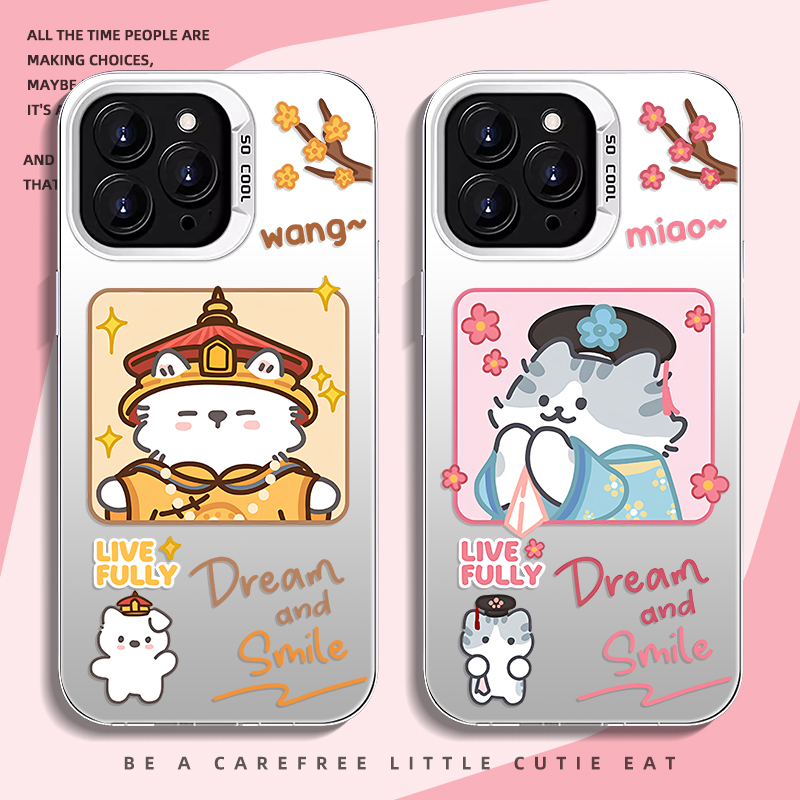 情侣皇帝猫狗iPhone16plus彩银15ProMax创意适用IQOO13小米CIVI5PRO趣味苹果12手机壳Nova14硬17卡通VIVOy500