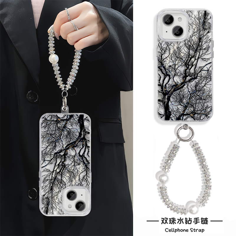 OPPOFINDX9小米17ProMax枯树逢春iPhone12小众15高级感14plus硬手机壳带挂绳羽纱荣耀MAGIC8个性苹果13适用16