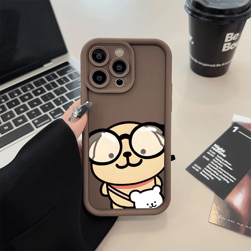 眼镜小狗iQOO15可爱手机壳华为NOVA14活力适用13ProMax少女心糖果iPhone12苹果17情侣16PLUS软卡通OPPOFINDX9