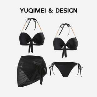YUQIMEI2025新款 比基尼三件套性感辣妹小胸聚拢温泉度假泳衣女款