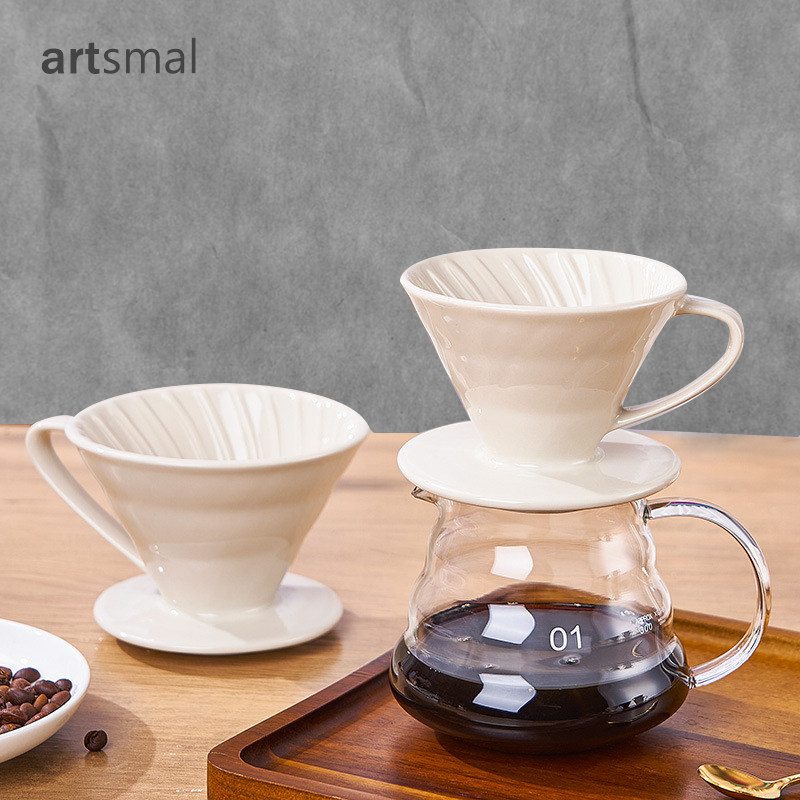 artsmal日式陶瓷滤杯V60手冲咖啡过滤器漏斗杯意式滴滤式锥形扇形