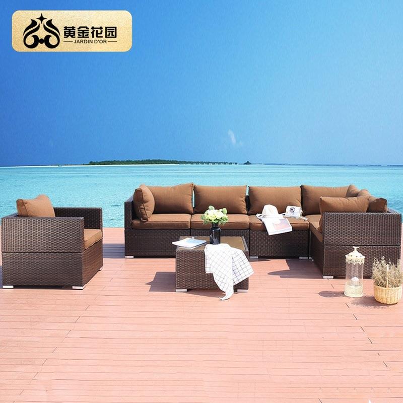 户外藤沙发组合露台庭院别墅度假村休闲藤椅沙发室外沙发防水防晒