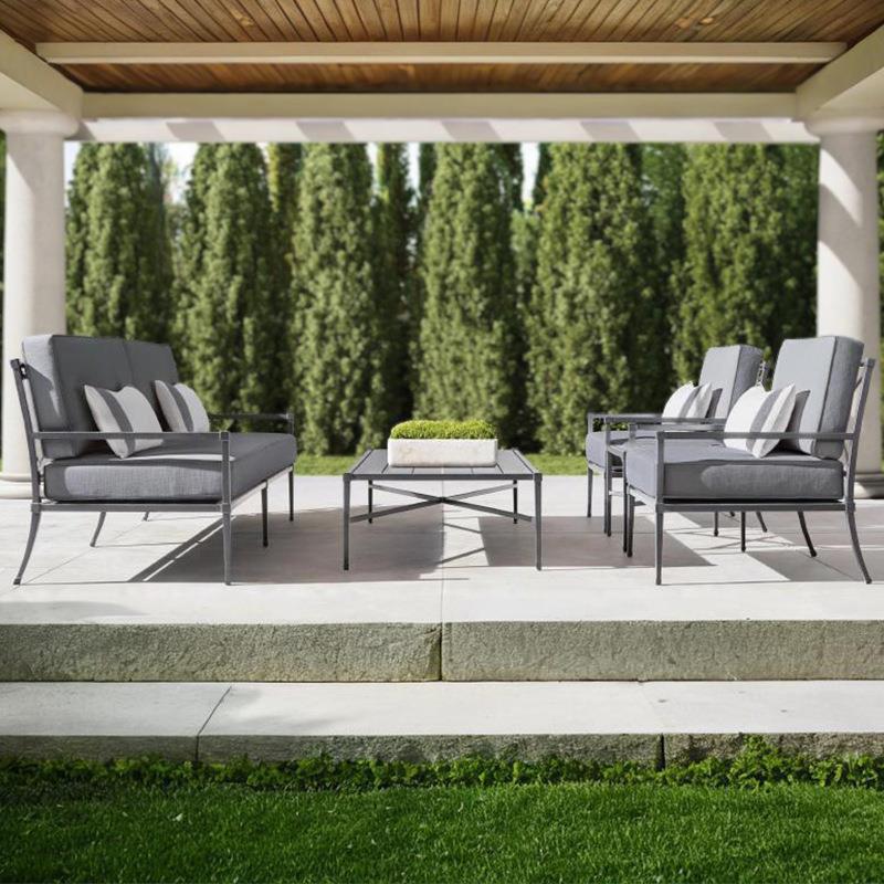 户外休闲沙发酒店售楼部防水防晒茶几组合别墅庭院露台铝合金沙发