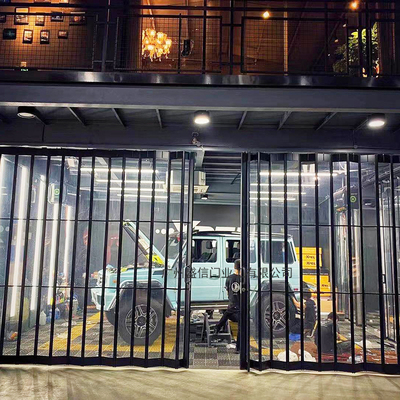 推拉门玻璃隔断门洗车车间铝合金透明折叠门商铺办公门无下轨PVC