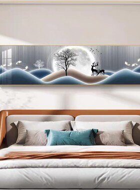 卧室装饰画床头挂画客厅卧墙画现代房间背景墙壁画温馨福鹿