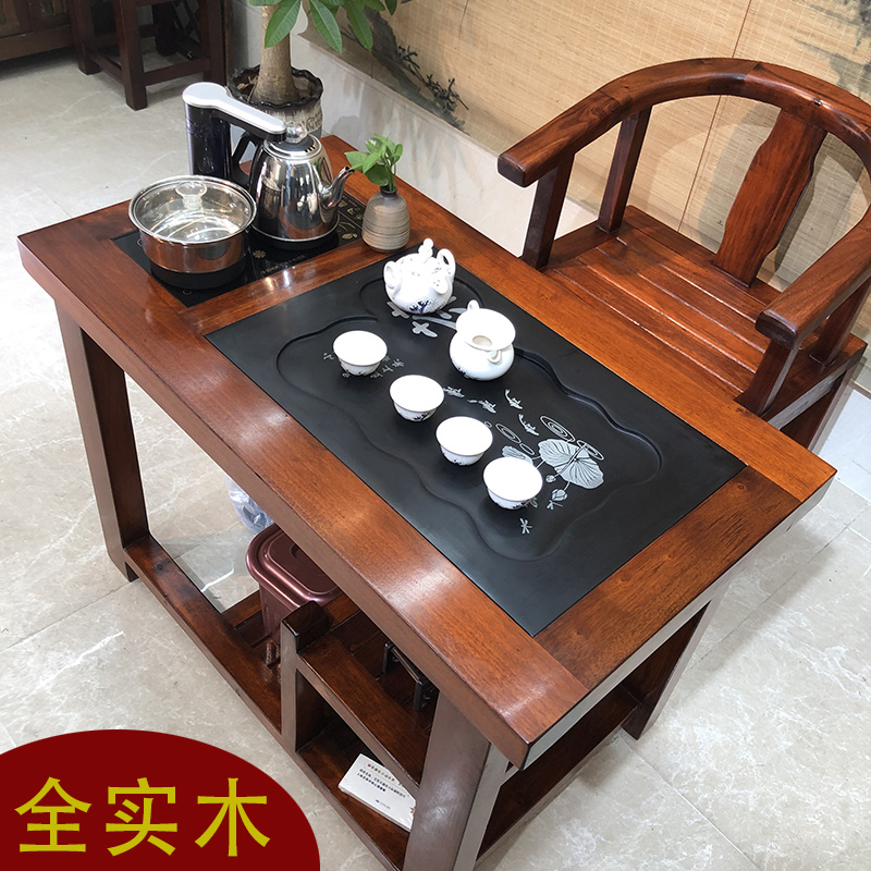 阳台茶桌椅办公室茶桌小型茶桌家用小茶台实木茶桌1米2几