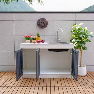 户外庭院岩板洗手铝台合金MML柜门铝蜂窝操台功能岛多台储作物柜